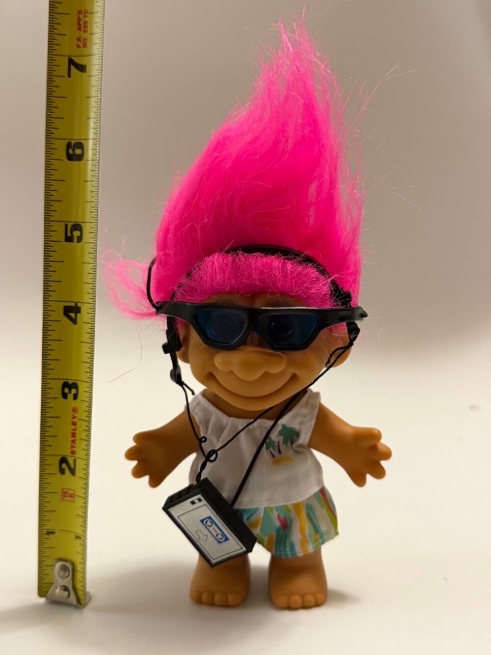 Vintage Russ Troll Doll Pink Hair Sunglasses 7"